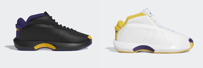 Side view of Kobe Bryant's black and white adidas sneakers.